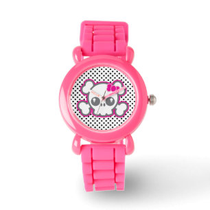 Montre crâne rose Kawaii
