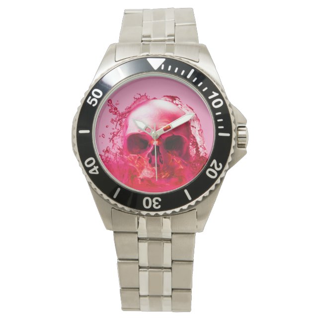 Montre Crâne rouge dans l'eau (devant)