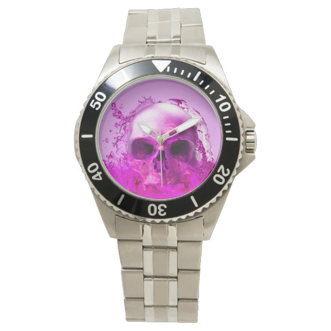 Montre Crâne Violet dans l'Eau (devant)