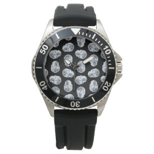 Montre Crânes Vintages Teinte bleue Design Arrière - pl