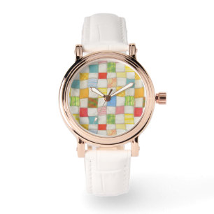 Montre CRAZY QUILT Rose Gold Vintage White Watch