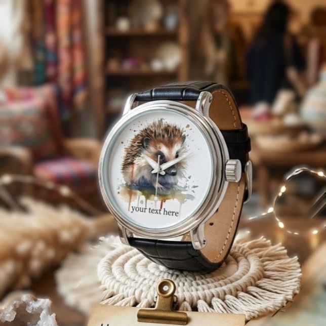 Montre Créature Confortable : Hérisson en aquarelle, pers (Créateur téléchargé)