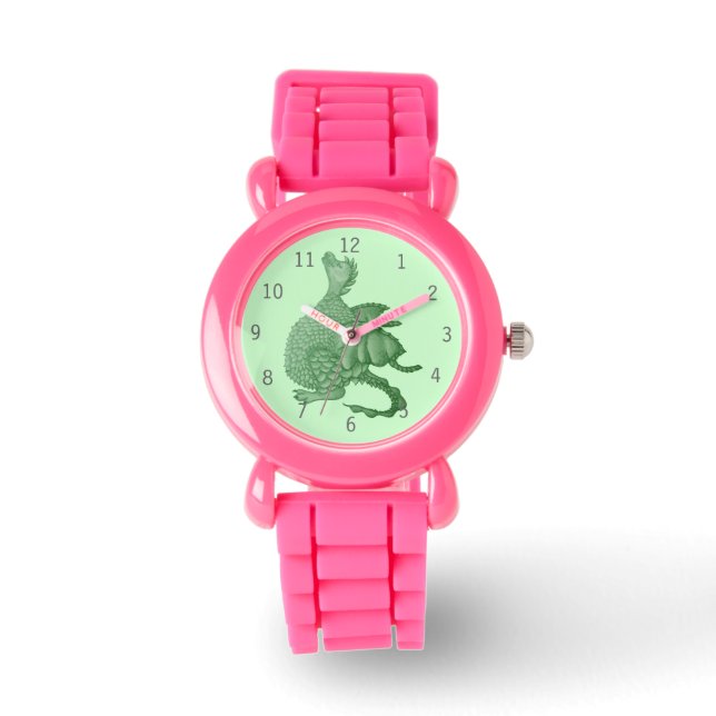 Montre créature imaginaire mythique dragon vert mignon (Recto)