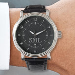 Montre Créez vos propres initiales personnalisées personn<br><div class="desc">Créez votre propre montre à poignet personnalisée avec votre monogramme personnalisé. Ajoutez vos initiales ou du texte personnalisé pour créer quelque chose de vraiment unique. Pour modifier ce modèle de conception, il suffit de modifier les champs de texte comme indiqué ci-dessus. Vous pouvez même ajouter plus de texte ou d'images,...</div>