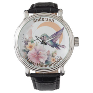 Montre Créez votre propre aquarelle Hummingbird Nom perso