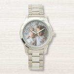 Montre Créez votre propre photo personnalisée<br><div class="desc">Design d'horloge moderne moderne et décoratif élégant personnalisable avec votre photo, image ou logo personnalisé. Ajoutez votre photo, votre design ou votre oeuvre préférée pour créer quelque chose de vraiment unique. Pour modifier ce modèle de conception, cliquez sur le bouton "Modifier" et téléchargez votre propre image comme indiqué ci-dessus. Offrez-vous...</div>