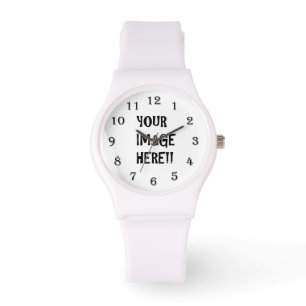Montre Créez votre propre Silicon blanc sportif féminin