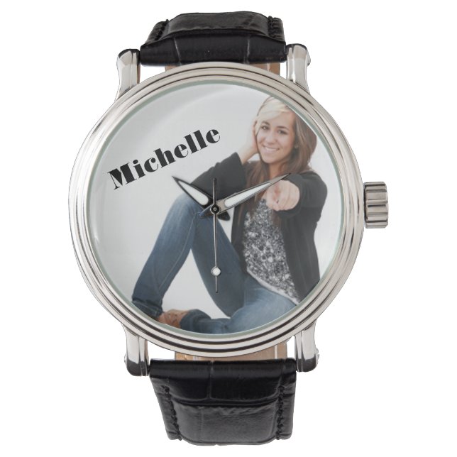 Montre Créez votre propre surveillance de bande en cuir V (devant)