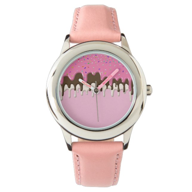 Montre Crème glacée rosée gelée gouttes gouttes (devant)