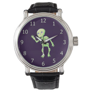 Montre Crème vert jaune brillant Squelette d'art agitant