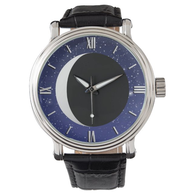 Montre Crescent Moon sur un Arrière - plan étoilé (devant)