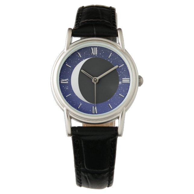 Montre Crescent Moon sur un Arrière - plan étoilé (devant)