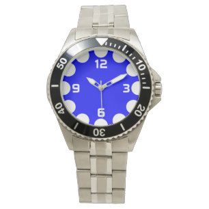 Montre Croissant couleur - Blanc sur bleu