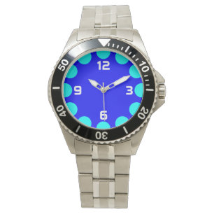 Montre Croissant couleur - Cyan sur bleu