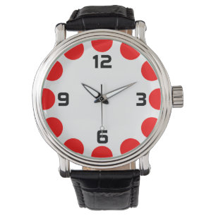 Montre Croissant couleur - Rouge sur blanc