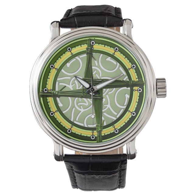 Montre Croix de Brigid verte sur vert (devant)