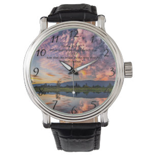 Montre Croix de foi chrétienne avec Psaume 25:12
