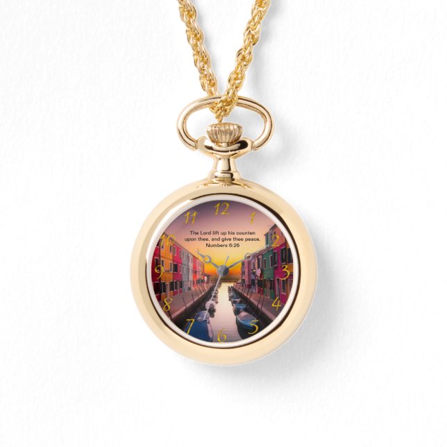 Montre Croix de foi chrétienne noire avec chiffres 6:26 (Recto)