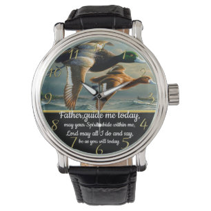 Montre Croix de la foi chrétienne d'or avec canards