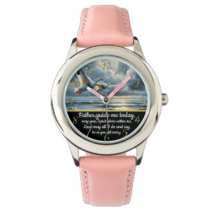 Montre Croix de la foi chrétienne d'or avec canards