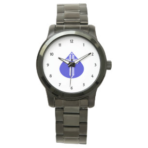 Montre Croix en forme de larme sur fond bleu