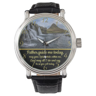 Montre Croix Gold Christian Faith avec cascade jaune