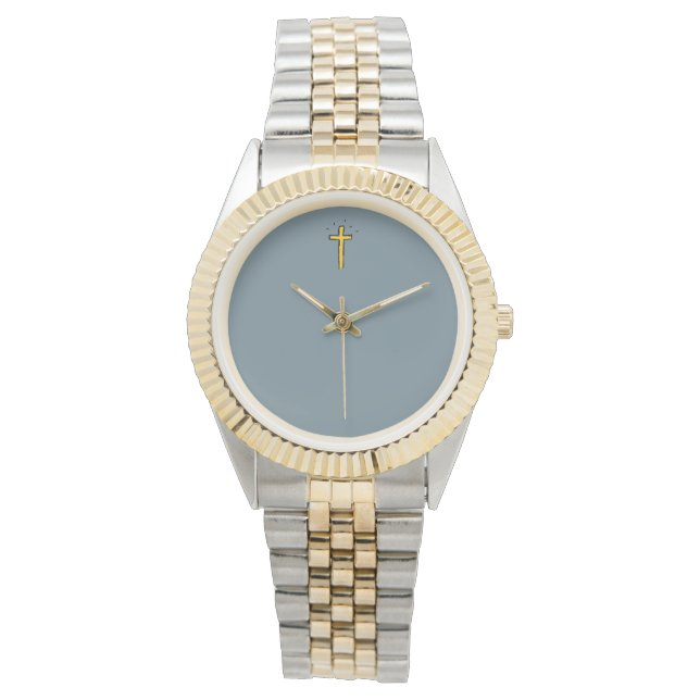 Montre Croix Gris Bleu (devant)