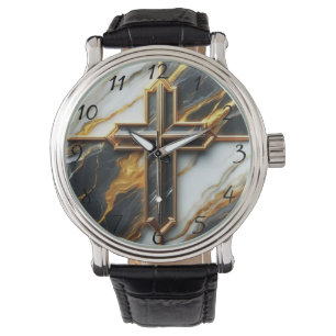 Montre Croix noire et Marbre blanc dévoilée avec or