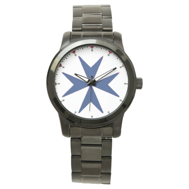 Montre Croix octogonale BLUE CORSAIR STYLE (devant)