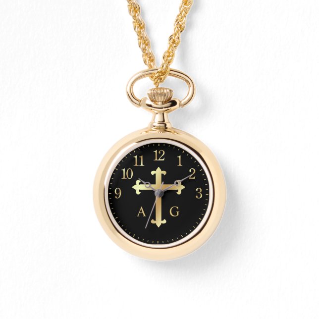 Montre Croix-or chrétienne monogramme (Recto)
