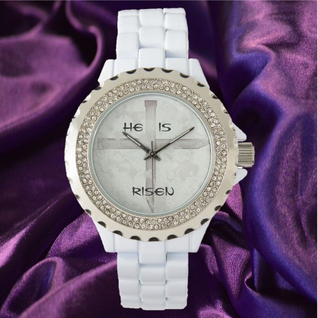 Montre Croyance chrétienne Il Est Ressuscité Croix des on (Bookmark my store! https://www.zazzle.com/store/capricepetit)