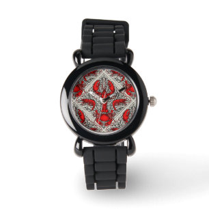 Montre Crustacés en rouge, noir et ivoire