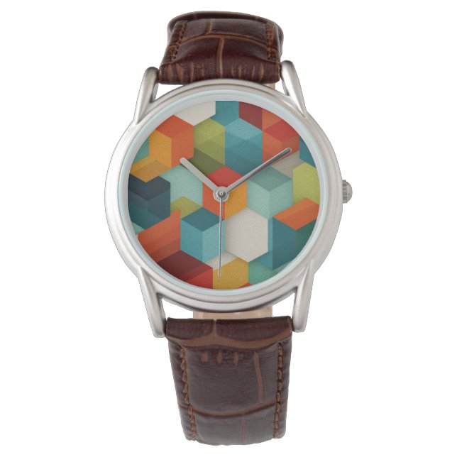 Montre cube géométrique du milieu du siècle (devant)