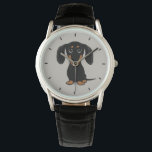 Montre Cube lisse Noir et Tan Dachshund Chien<br><div class="desc">Cette montre à poignet pour chien épluché originale est disponible dans des styles variés pour les hommes, les femmes et les enfants. Un accessoire de mode cool qui fait un grand cadeau pour les amateurs de Dachshund et de noir lisse et tan. Visitez le Doodle World de Jenn pour de...</div>