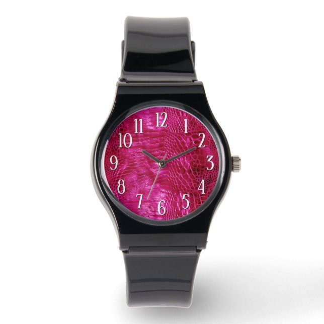 Montre Cuir synthétique rose chaud (Recto)