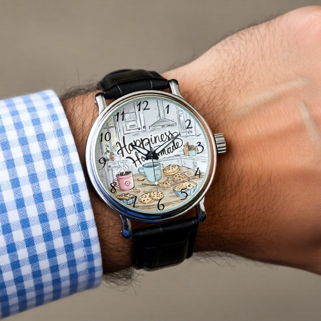Montre Cuisine rustique Cookies frais Message chaleureux (Créateur téléchargé)