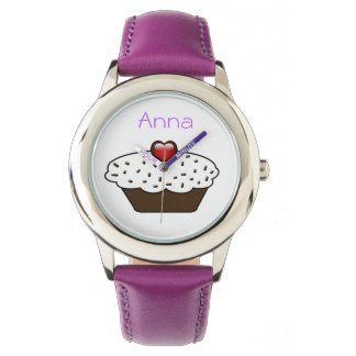 Montre cupcake mignon violet design personnalisé