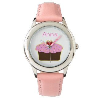 Montre cupcake rose mignon design personnalisé
