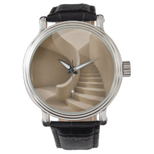 Montre Curved Staircase Minimalist Beige Watch