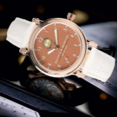 Montre Custom couple floral names monogram orange