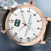 Montre Custom couple floral names monogram wedding