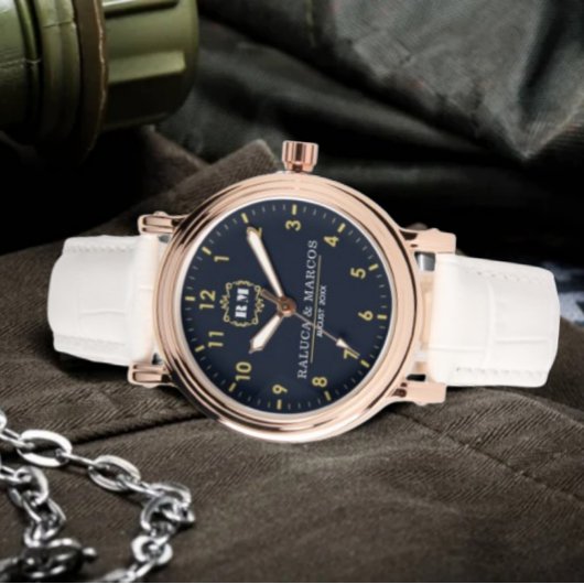 Montre Custom couple names vintage elegant monogram 