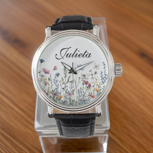 Montre Custom Floral eWatch, Cadeau pour elle, Maman, Fem