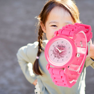 Montre Custom Girls Name Pink Glitter Strap Kids Watch