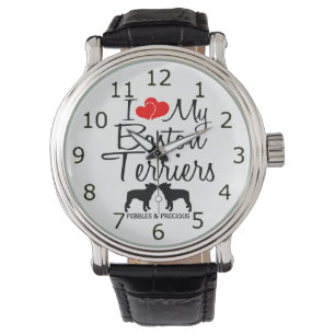 Montre Custom I Love My Two Boston Terriers Watch