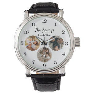 Montre Custom Modern 3 Photo Collage Amusant Famille Temp