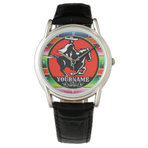 Montre CUSTOM NAME Charro Horse Spanish Mexican Serape