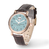 Montre Custom name engraved elegant couple blue (Angle)