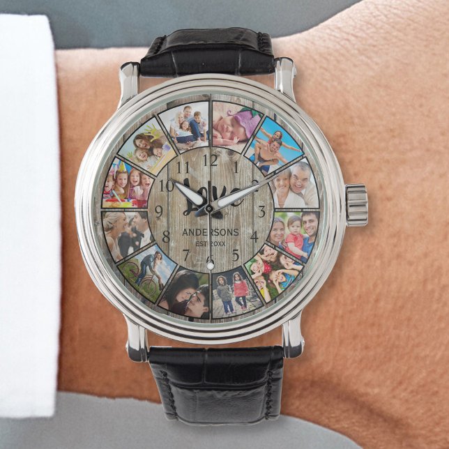 Montre Custom Photo Collage Rustic Farmhouse (Créateur téléchargé)