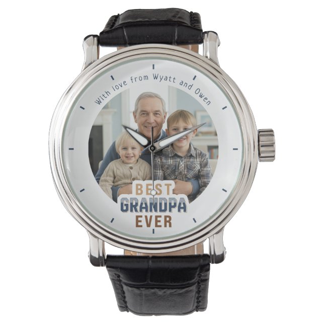 Montre Custom Photo Message Best Grandpa Ever (devant)